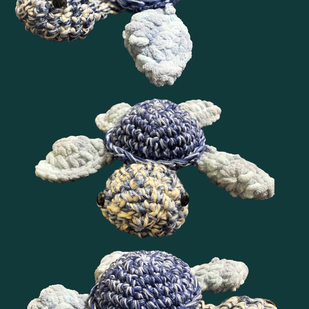 Mosaic Blue Turtle Crochet Desk Buddy - Picture 6 of 6